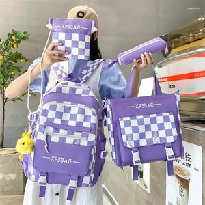 Backpack 4pc/Set Children School Girls Kawaii Student Kids Book BoBt Laptop Teens Mochilas 2024 Studenten Tote Rucksack 50