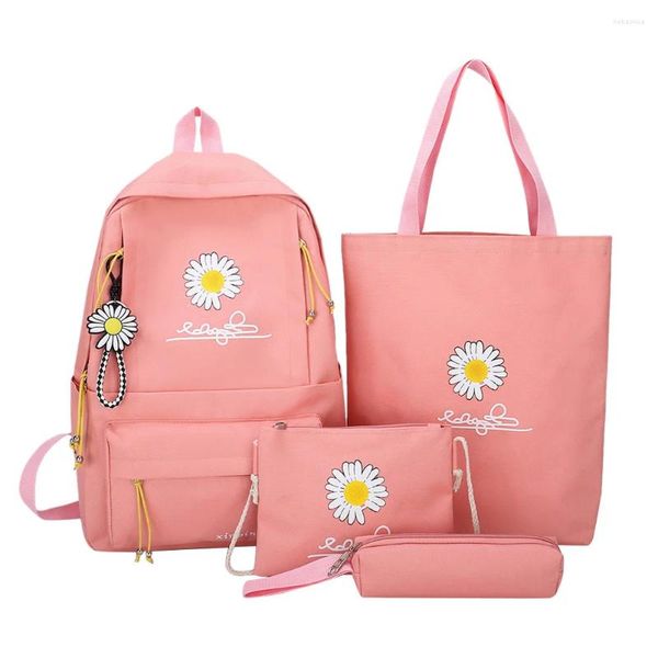 Sac à dos 4pcs / set Women School Backpacks scolairebag Daisy Canvas pour adolescents filles étudiant sac de livres collège garçons bolsas mochilas