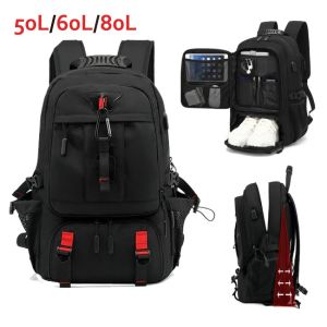 Backpack 50L 60L 80L Trave sac à dos grande capacité ordinateur portable sac étanche multifonction affaires sacs à dos USB charge avec poche pour chaussures