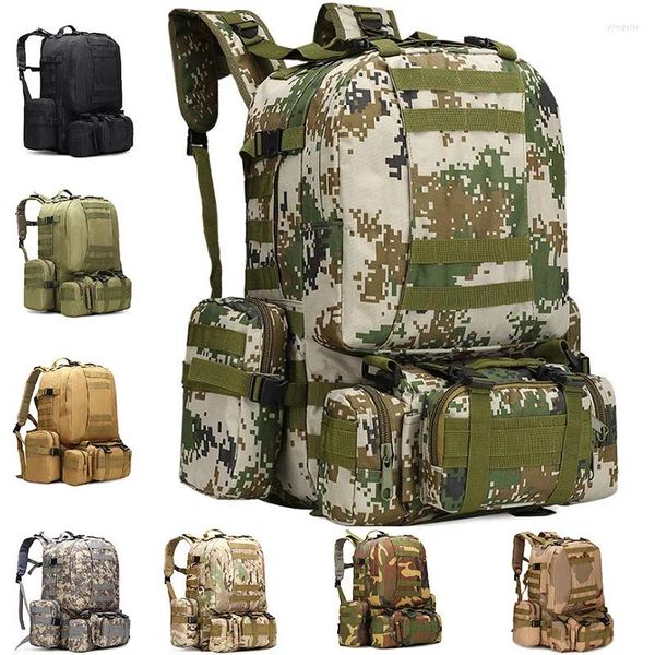 Mochila 55L Táctico 4 en 1 Ejército militar Molle Hombres Mochilas Bolsa deportiva Impermeable Senderismo Trekking Camping Rucksack