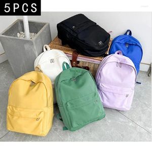 Backpack 5PCS Fashion Women's Simple Solid Color Large Capacity Travel Bag College Junior High School Student Wholesale