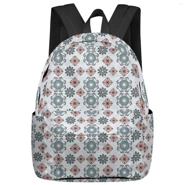 Mochila abstracta pintada a mano puntos en flores bolsas escolares para estudiantes portátil personalizado para hombres mujeres mochila de viaje