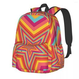 Sac à dos abstrait étoile géométrique vibrant coloré mâle en polyester camping sacs à dos respirant sacs scolaires élégants sac à dos