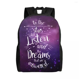 Mochila acomaf a las estrellas que escuchan y los sueños son respondidos escuelas de viajes de la escuela bookbag universitario