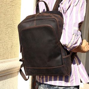 Sac à dos AETOO en cuir véritable mode pour hommes grande capacité sac à dos pour ordinateur portable 15.6 