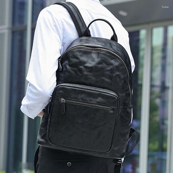 Sac à dos AETOO cuir tendance sac pour hommes Simple mode affaires ordinateur Style peau de vache