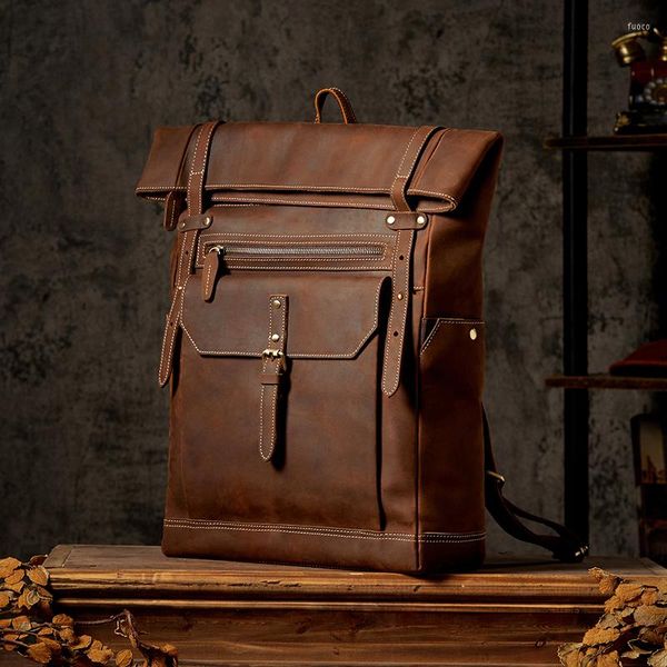 Sac à dos AETOO personnalité tendance Style européen et américain grande capacité sac pour hommes décontracté en cuir ordinateur voyage Backpa