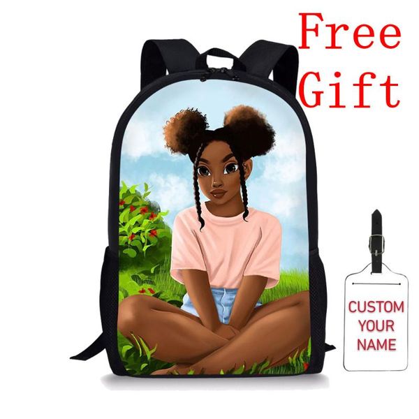 Mochila Afro negra para niñas, mochilas escolares de dibujos animados africanos para niños, Mochila Escolar de gran capacidad para adolescentes, mochila para libros