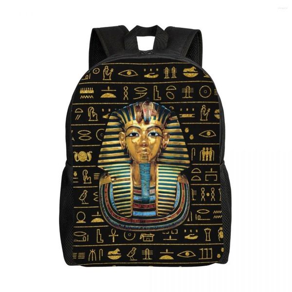 Sac à dos Ancient Gold Pharaon Egypte King Tut Tut Travel School Bookbag Bookbag Egyptian Hiéroglyphic College Student Daypack Bags