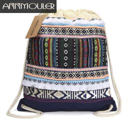 Rugzak Annmouler Nieuwe Ontwerp Vrouwen Rugzak Boheemse Stijl Hobo Tas Grote Capaciteit Tribal Tasje Azteekse Kwastje Rugzak 2 Kleuren J230517