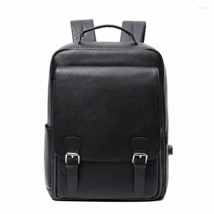 Sac à dos Arrivée en cuir sac à dos luxury homme vrai sac de voyage en vowskin masculin vintage de 15,6 pouces