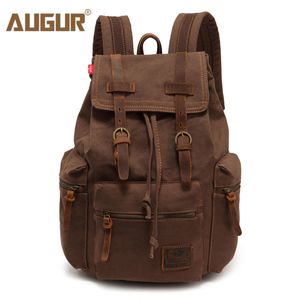 Mochila AUGUR moda para hombre mochila vintage lona escuela bolsa viaje s gran capacidad portátil retro 230204