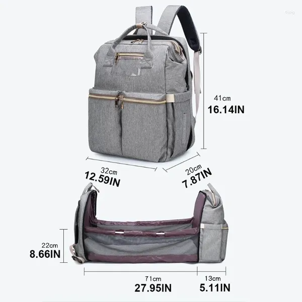 Mochila para bebé, bolsa para cambiar pañales, portátil, plegable, correas para cochecito de pañales