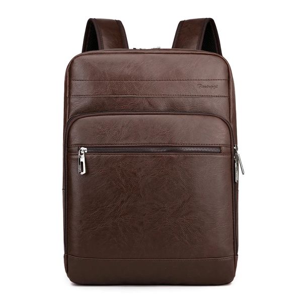 Sac à dos Sac à dos en cuir PU pour hommes, sac à dos rétro multifonctionnel pour ordinateur portable professionnel, sac d'école pour étudiants à la mode européenne et américaine