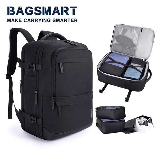 Sac à dos BAGSMART voyage sac à dos hommes 4 pièces multi-fonction bagages léger étanche ordinateur portable sacs cabine sac à dos avec poche pour chaussures 231031