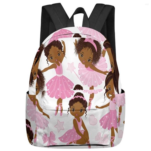 Mochila Ballet Girl Child Pink Stars Bow Dance Gran capacidad Hombres Bolsas para portátiles High School Teen College Student Mochila