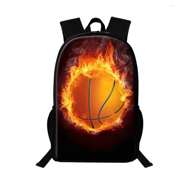 Sac à dos basket-ball 3D Sacs d'école imprimées pour enfants sac de livres hommes 16 pouces pour les adolescents filles enfants à la maternelle