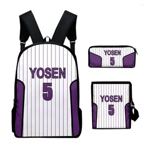 Sac à dos basket-ball kuroko sans panier basuke kaijo uniforme de l'école kise ryota 3d 3pcs / sacs set sacs de jour crayon crayon