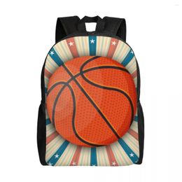 Sac à dos Stars de basket-ball sur Stripes Graphic for Boys Girls B-Ball Lover School College Travel Bags Bookbag s'adapte à un ordinateur portable de 15 pouces