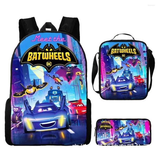 Mochila Bat Wheels Bag Bold Bag Bag Fase de lápiz para niños Estudiantes