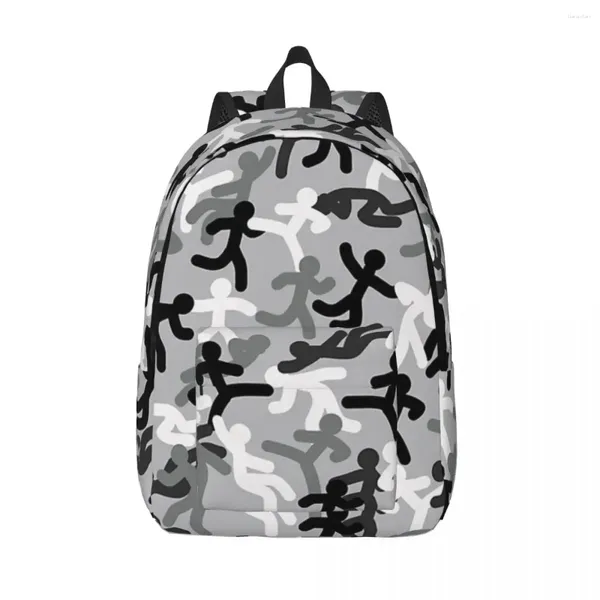 Mochila Batalla de Stickman Camuflaje de invierno Mujer Mochila Bolso de hombro casual Portabilidad Mochila para computadora portátil Niños Bolsas escolares