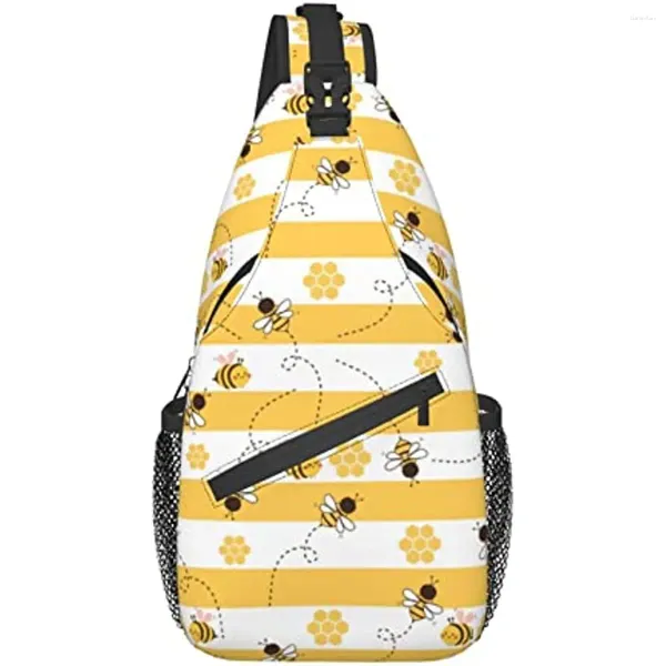 Sac à dos abeille jaune slinge lointain oblique sac à poitrine transversale pour hommes femmes durables gymnase réglable cyclisme voyage décontracté