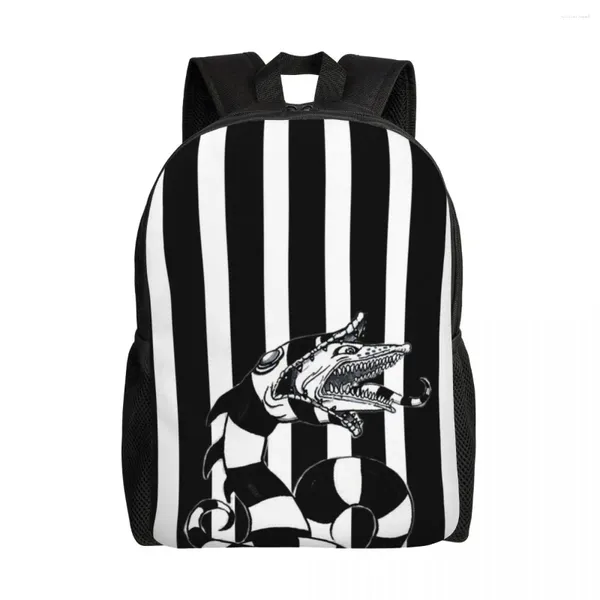 Sac à dos beetlejuice sable de sable pour les hommes femmes école collégiale résistante à l'eau Tim Burton Horror Movie Bag Printing bookbag