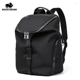 Sac à dos bison denim marque hommes 15 "ordinateur portable sac à dos à eau aléatoire sac noir voyage mochila sac à dos de grande capacité