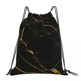 Sac à dos noir et or marbre multifonction portable sacs à cordon de crampon de poche de poche livre de sacs de sacs pour voyager