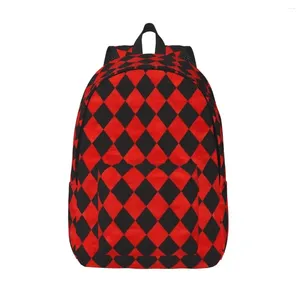 Sac à dos motif à carreaux noir et rouge femme petits sacs à dos filles Bookbag sac à bandoulière décontracté portabilité sac à dos pour ordinateur portable sacs d'école
