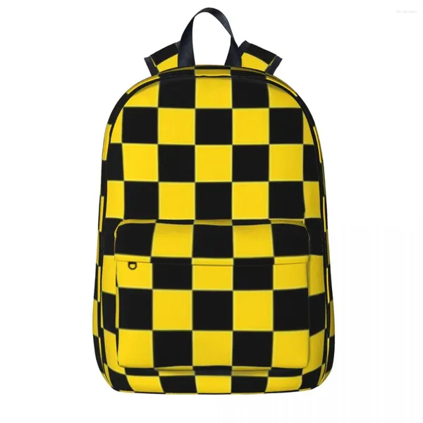 Mochila Mochilas con patrón de cuadros negros y amarillos Mochila para niños y niñas Mochila escolar para estudiantes Mochila para niños Hombro de viaje