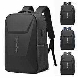 Sac à dos noir classique voyage hommes école d'affaires USB sac grande capacité ordinateur portable étanche mode coque rigide