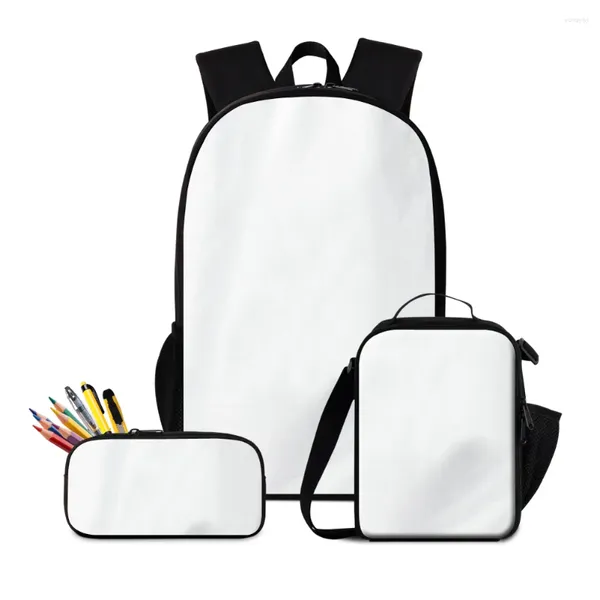 Sac à dos École de sublimation vierge avec boîte à lunch crayon Enfants Enfants Diy Pattern Schoolbag Nom Book Bookbag