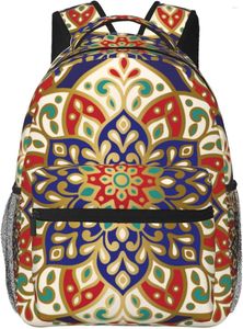 Rugzak Boho Blue en Red Mandala Flower Lightweight Laptop For Women Men College Bookbag Casual Daypack Travel Bag