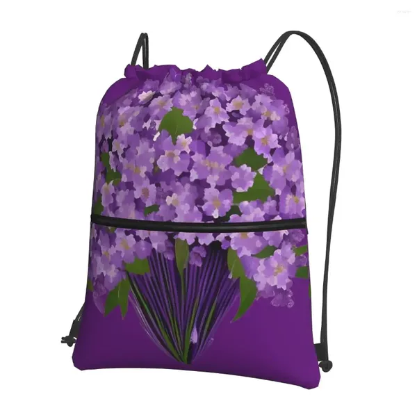 Sac à dos Boquete de Violettes sacs à dos portables sac à cordon multi-fonction paquet poche chaussures sacs pour les écoliers