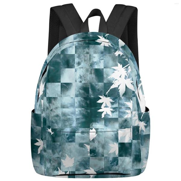 Mochila hojas botánicas mosaico acuarela Tie-dye mujeres hombre Mochilas escuela impermeable para estudiantes niños niñas bolsas Mochilas