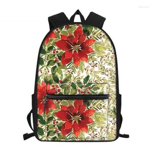 Sac à dos marque Design femmes Poinsettia fleur casual femme école sac à dos pour adolescentes Bookbag dames sacs de voyage