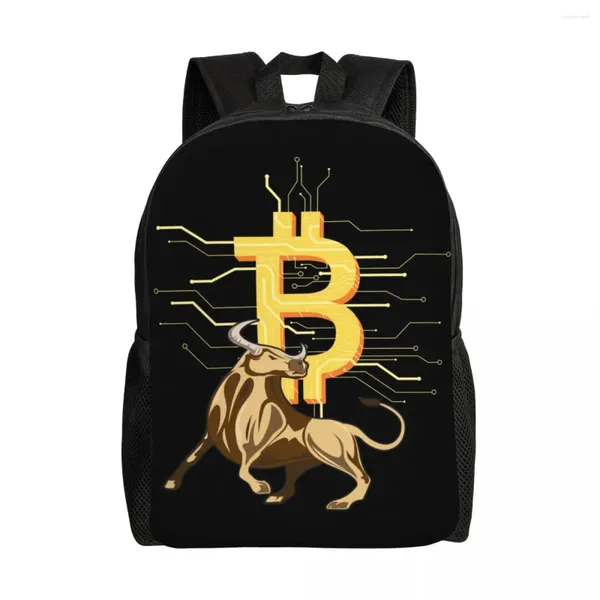 Sac à dos Bull Travel Men Men Women School Livratop Bookbag BTC Crypto Devise College Collège Daypack Sacs