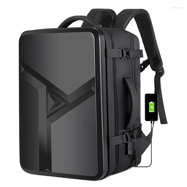 Sac à dos Business For Men Hard Shell USB Charging Sac d'ordinateur portable étanche Pack Back Pack de voyage en plein air