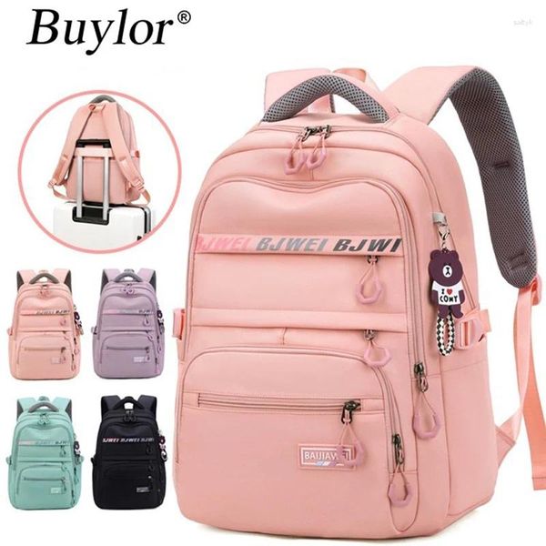 Mochila Buylor Girl School mochilas para jóvenes de gran capacidad Nylon Schoolbag Daypack Multi Pockets bolsas para portátiles