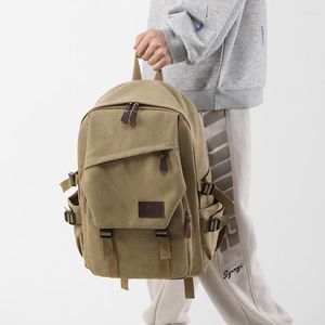 Sac ￠ dos toile pour femmes style vintage Sac de voyage en plein air pour hommes d￩contract￩s en tissu ￠ glissi￨re ￠ glissi￨re s'adapte ￠ la plupart des ordinateurs portables de 15,6 pouces