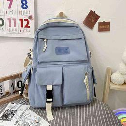 Rugzak canvas Korean Largecapacity Multilayer Junior High School Student Schoolbag Light Simple Travel Bag Bookbag 220628