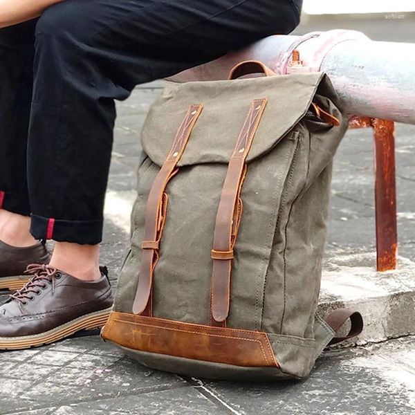 Mochila Lona Montañismo Senderismo Bolsas Stitch Mochila Bolsa Impermeable Para Hombres Viaje Portátil