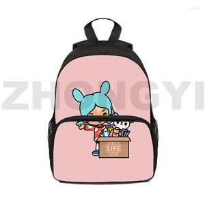 Sac à dos en toile Toca Boca 3D Sacs à dos 12/16 pouces Primaire Junior High School Students Life World Cute Bookbags Men Business Packbag