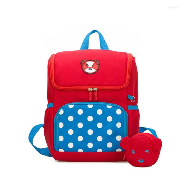 Mochila Oso de dibujos animados Kindergarten Bolsa de escuela 3-6 años Mujer Bebé Niño Tide Canvas Niños Lindo