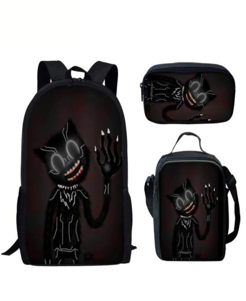 Mochila Cartoon Hellow Cat Men039s Juego de escuelas para estudiantes estampados en 3D adolescentes Boys Girl Lunch Bolss Children Hearing7010754