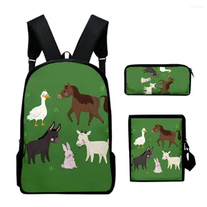 Backpack Cartoon Novelty Cool Animals 3pcs / Set 3D Print School Book Bookbag Bookbag ordinateur portable PACK BACK CAUT