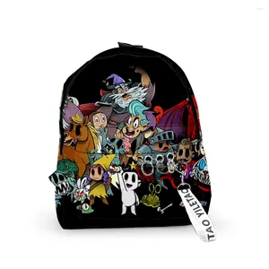 Mochila Cartoon Novelty Nadie salva el mundo mochilas Bolsas escolares de la pupila Keychains estampados en 3D Oxford Imploude Cute pequeño