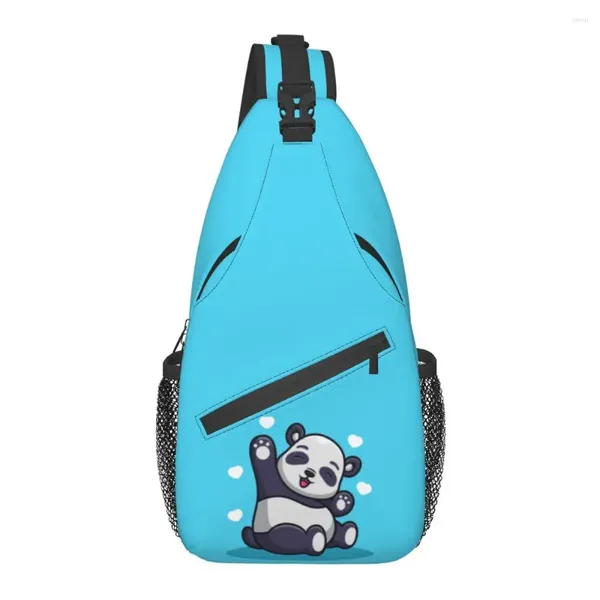 Bolsa de honda de panda de dibujos animados de mochila para ciclismo en bicicleta para acampar el animal de los hombres de la cruz de los hombres del hombro del hombro del cofre