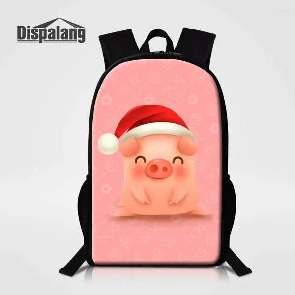 Mochila Cartoon Pink Piggy Print Girls School Bolss Ligero para estudiantes intermedios Bolsa Bolsa Bolsa de viaje